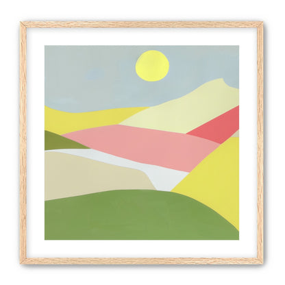 Yellow sun over red fields
