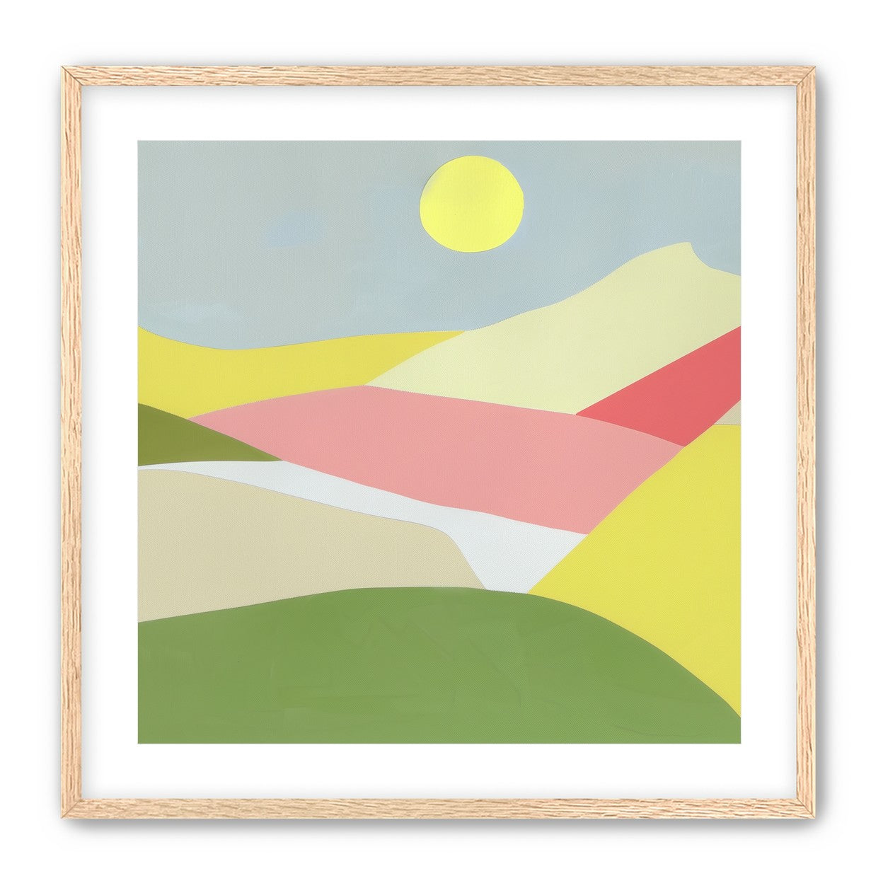 Yellow sun over red fields