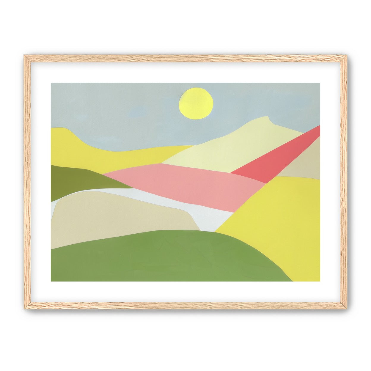 Yellow sun over red fields