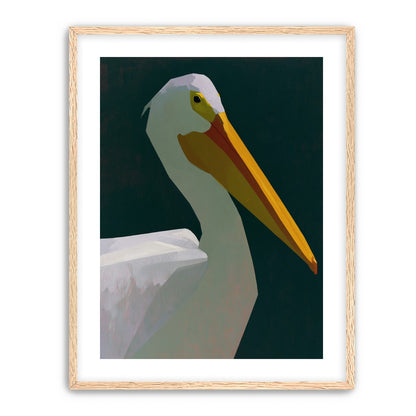 White pelican in deep green