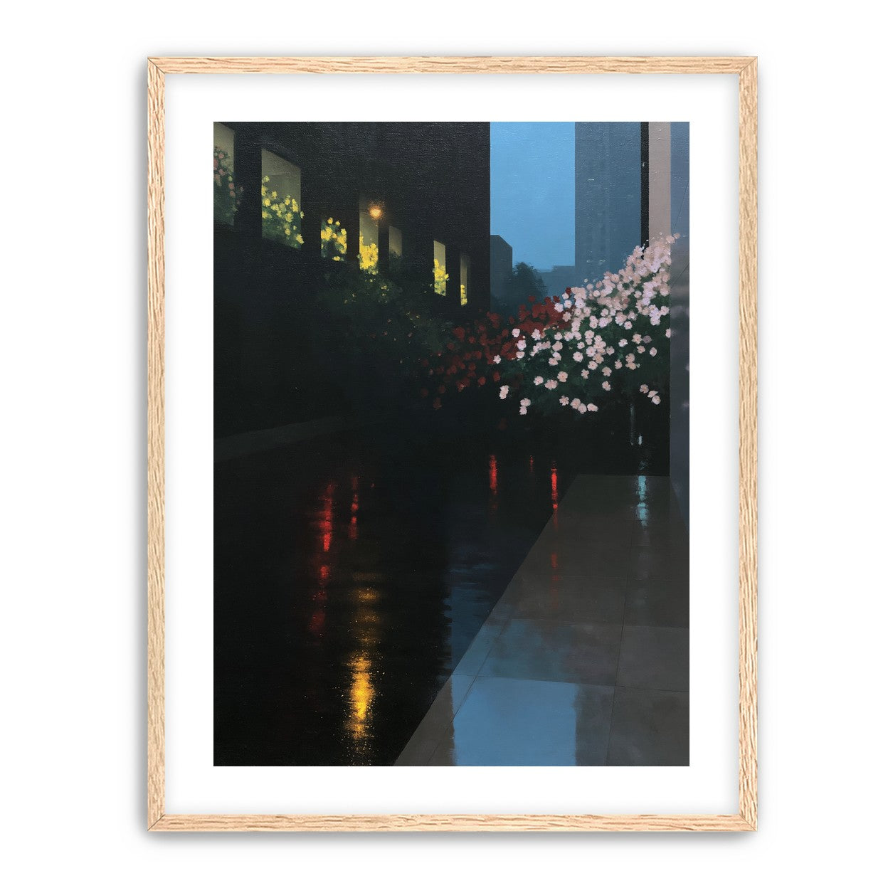 Flowers beside the wet windows