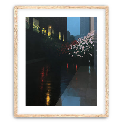 Flowers beside the wet windows