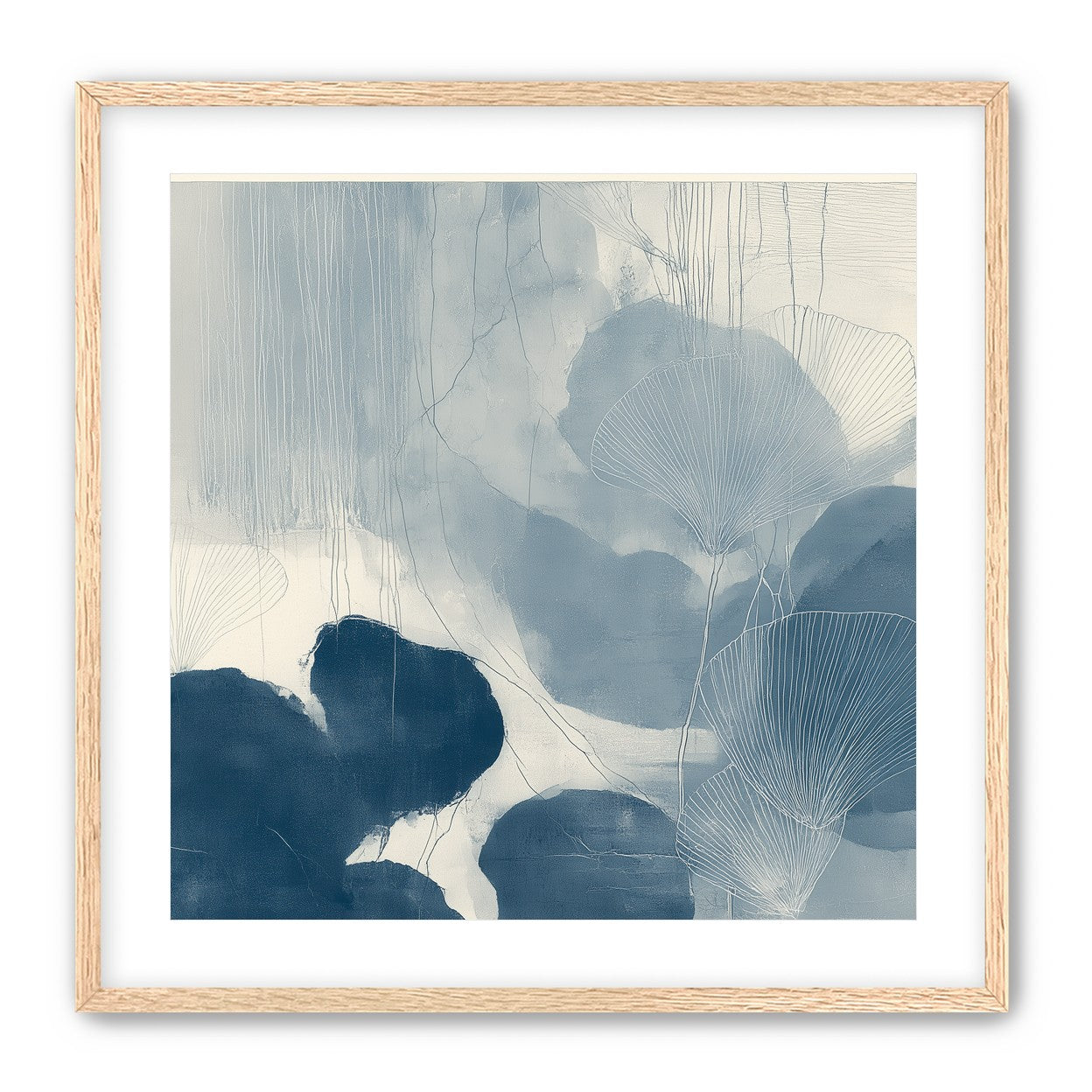 Fan leaves in blue wash