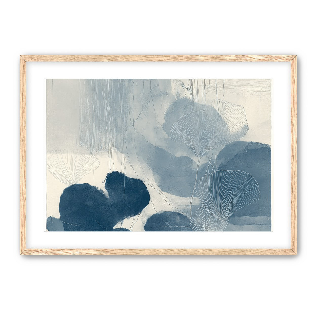 Fan leaves in blue wash