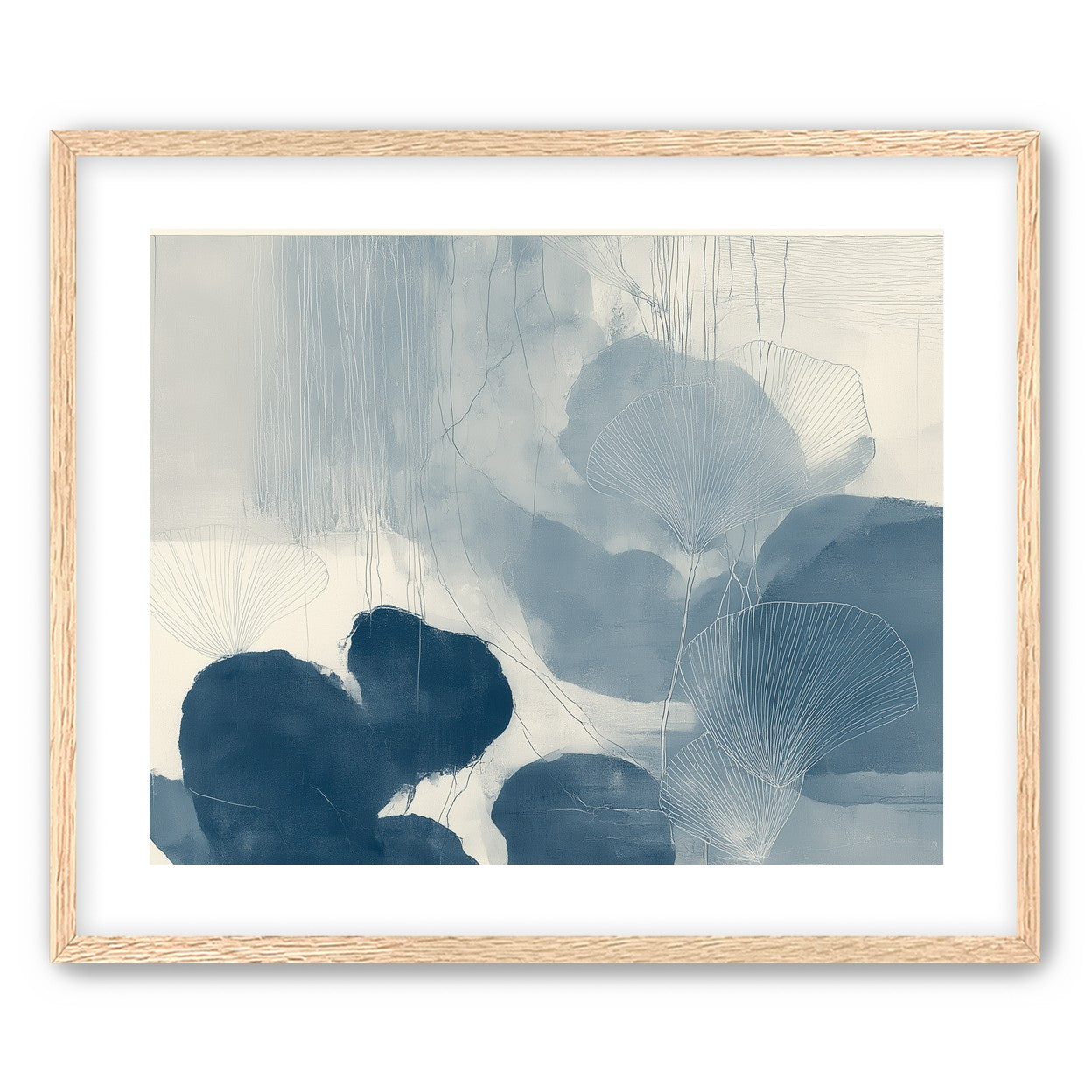 Fan leaves in blue wash