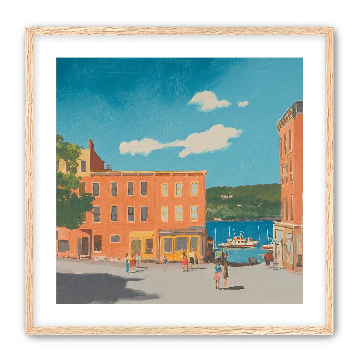 Sunlit street to the harbor