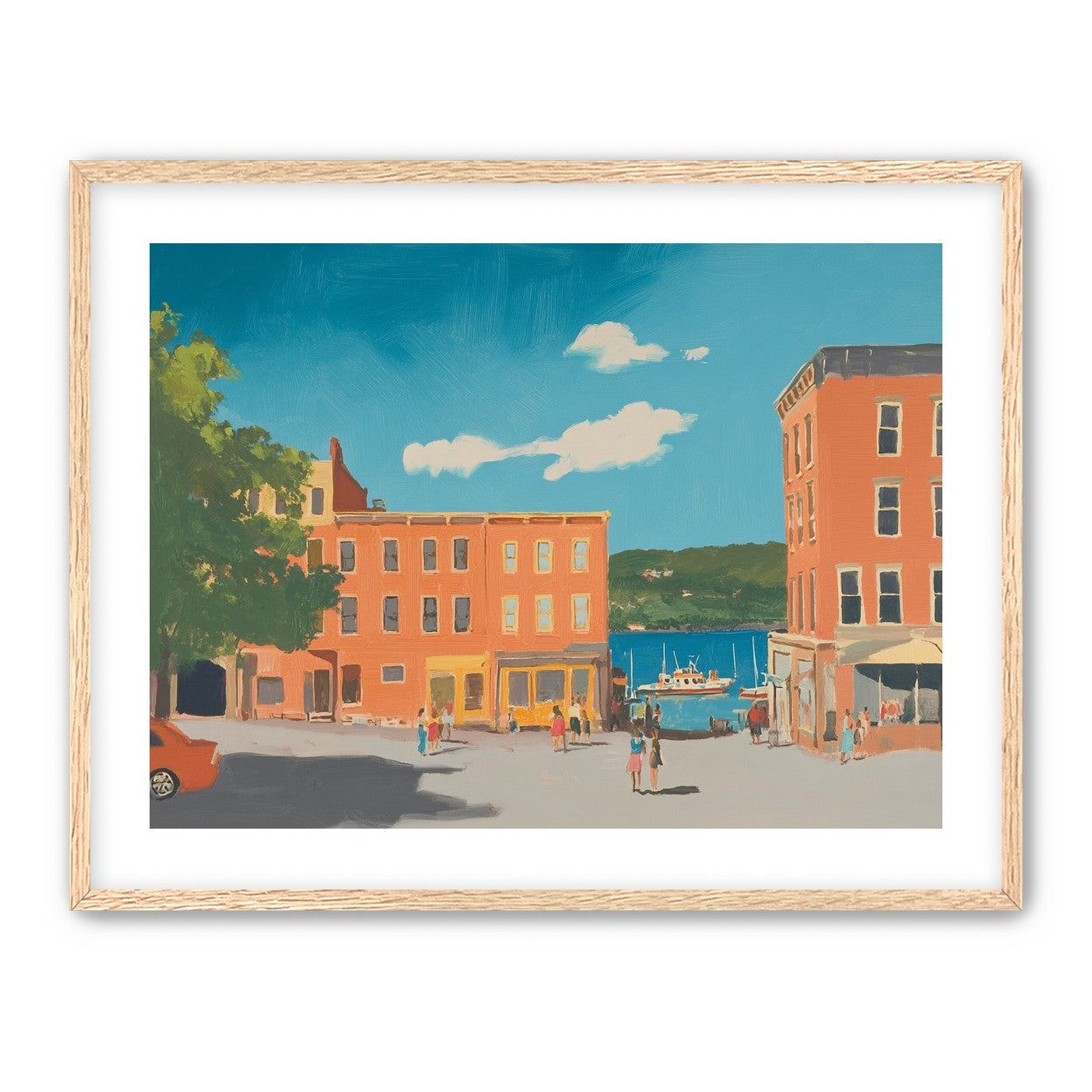 Sunlit street to the harbor