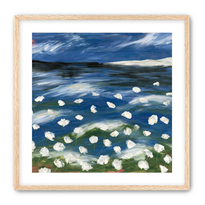 White flowers in blue wind