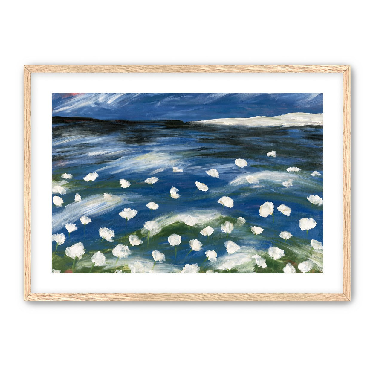 White flowers in blue wind