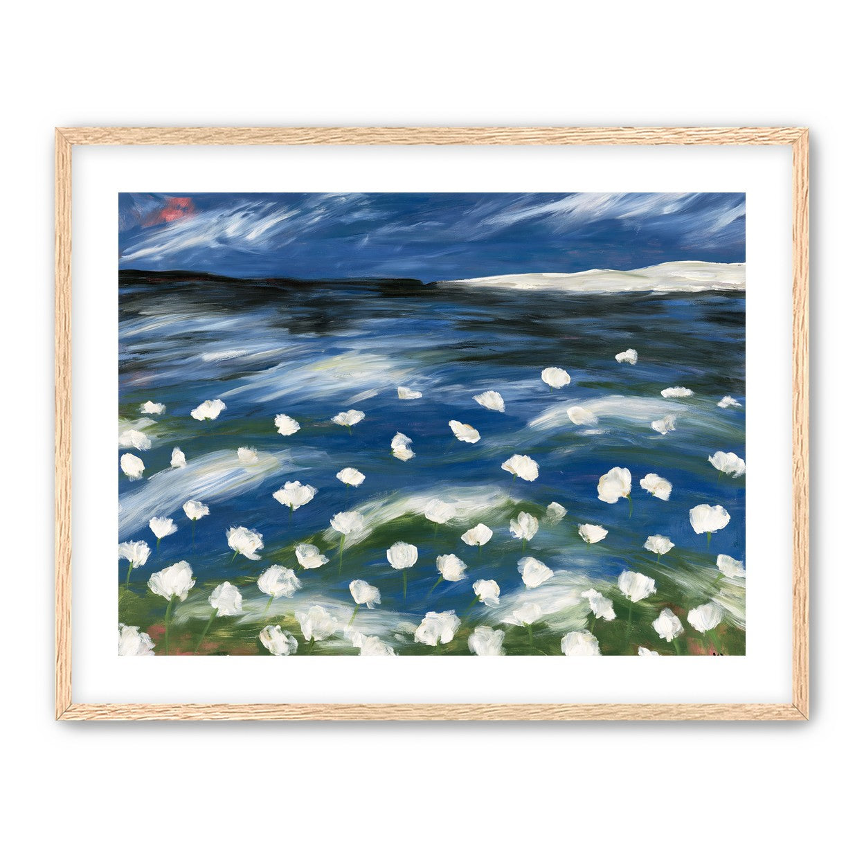 White flowers in blue wind
