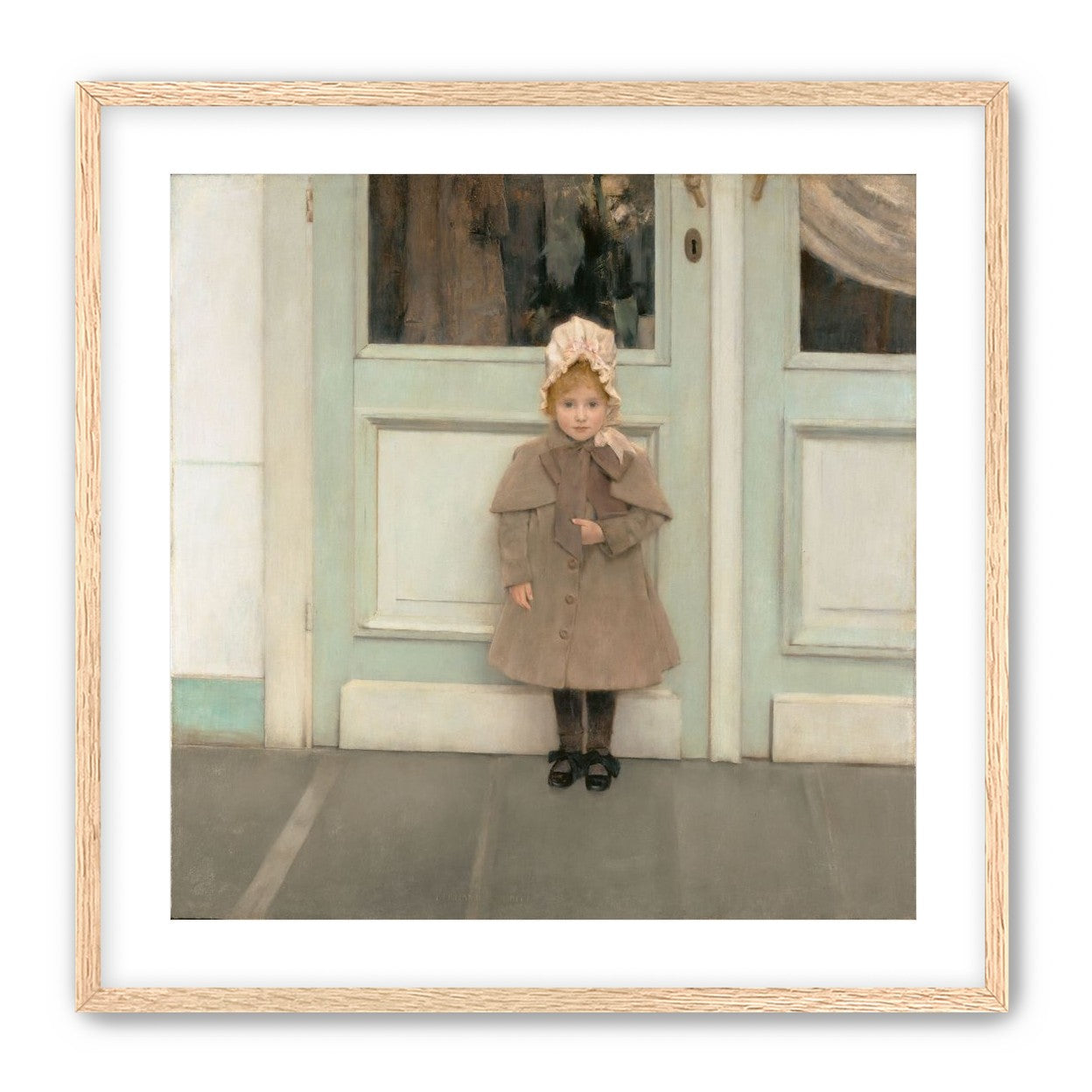 A child beneath pale doors