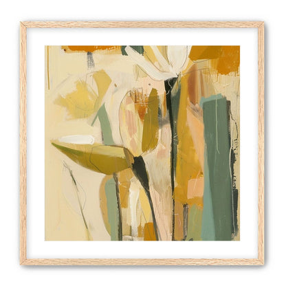 White flower in ochre blocks