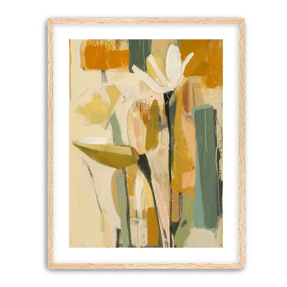 White flower in ochre blocks