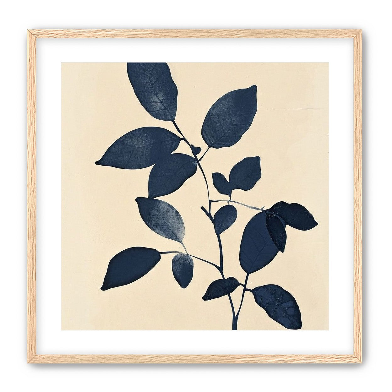 Indigo leaves on cream