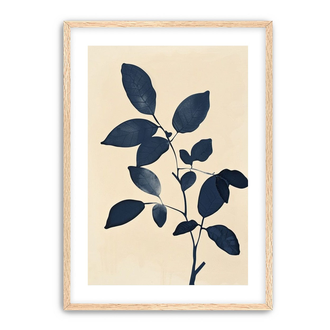 Indigo leaves on cream