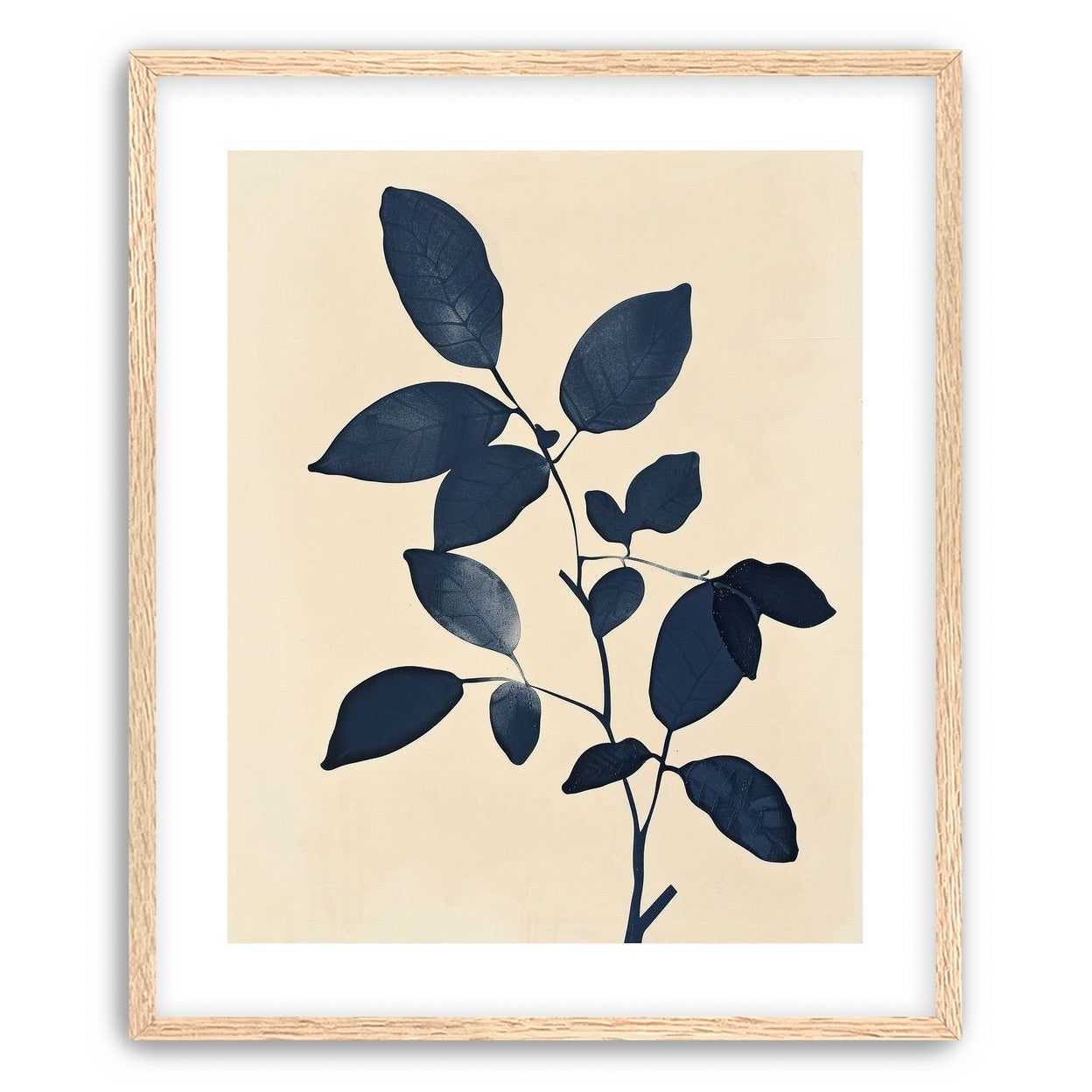 Indigo leaves on cream