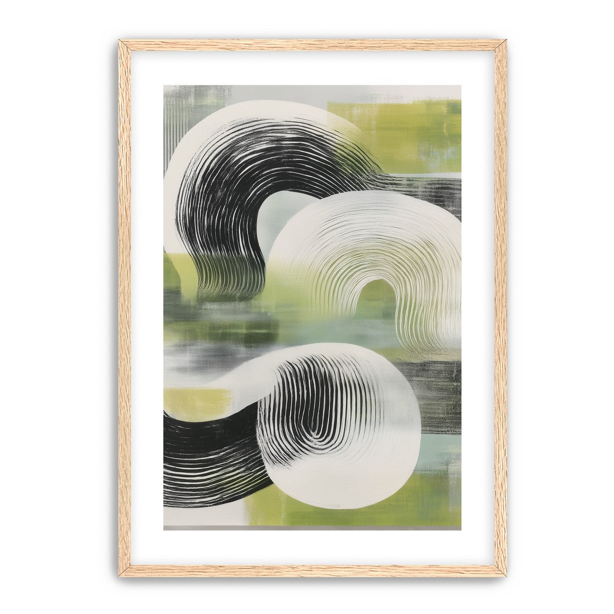 Curved bands across green fields