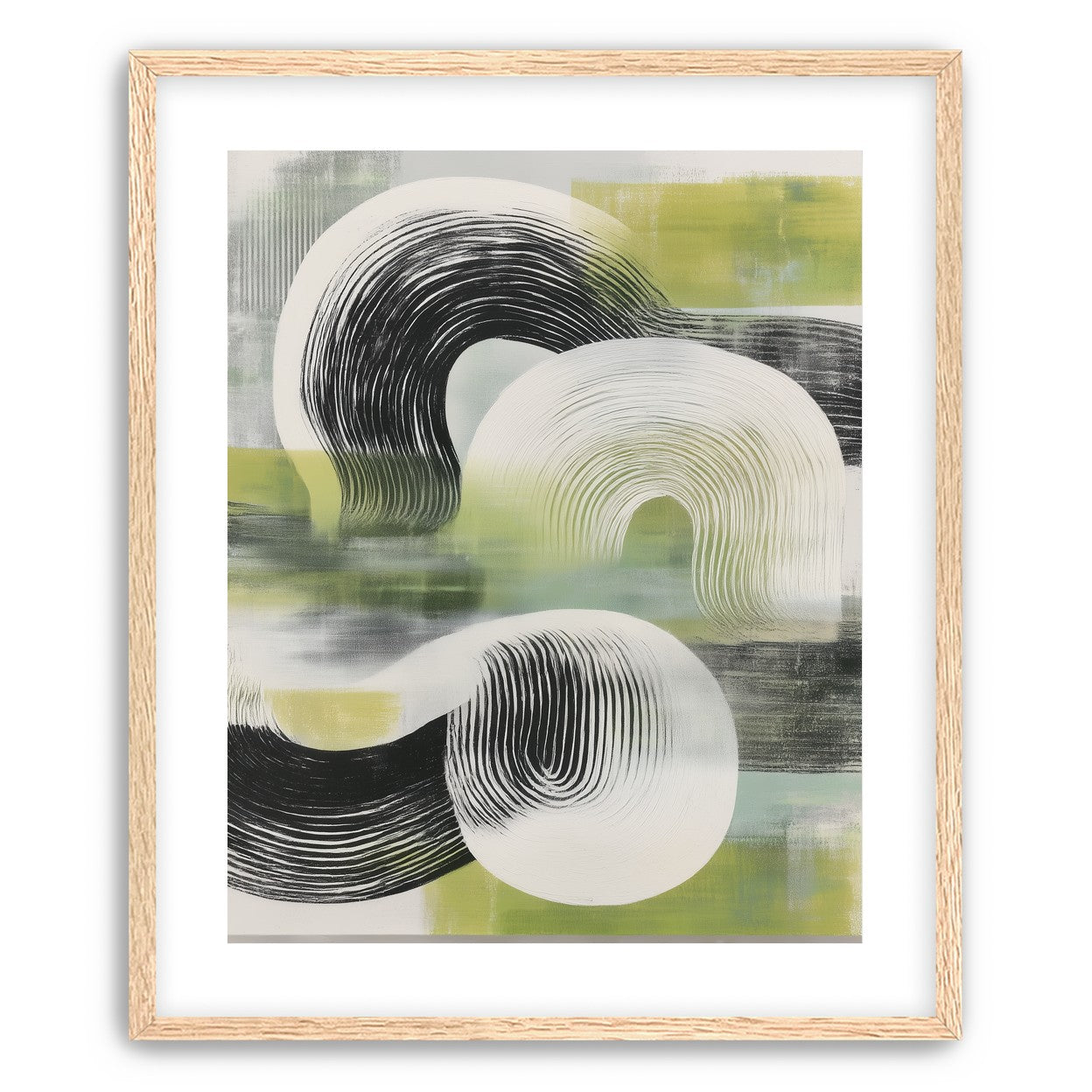 Curved bands across green fields