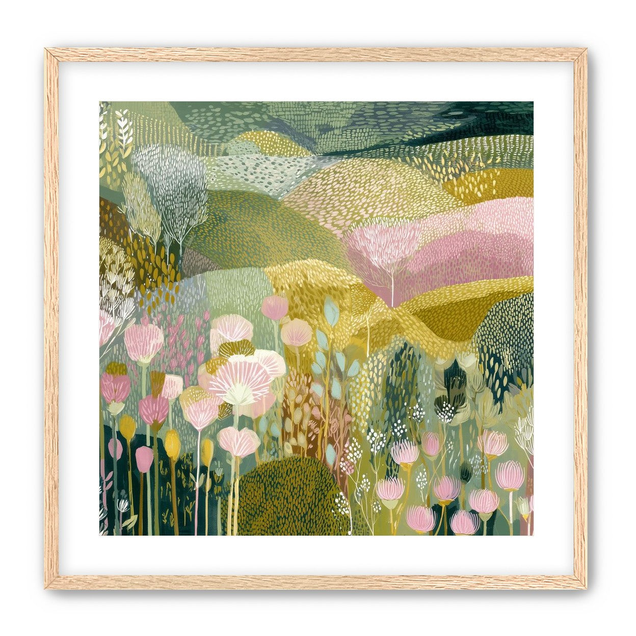 Patterned hills in bloom