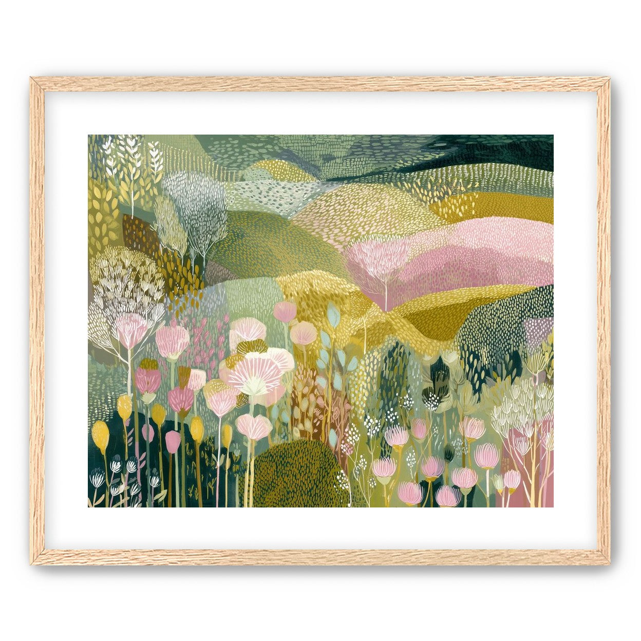 Patterned hills in bloom