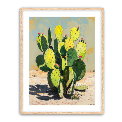 Yellow light on cactus pads