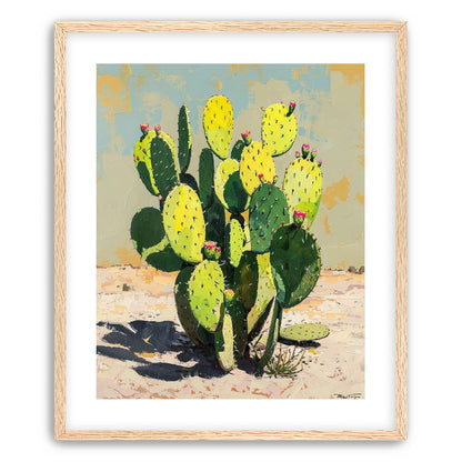 Yellow light on cactus pads