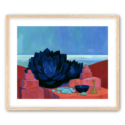 Blue flower in red light