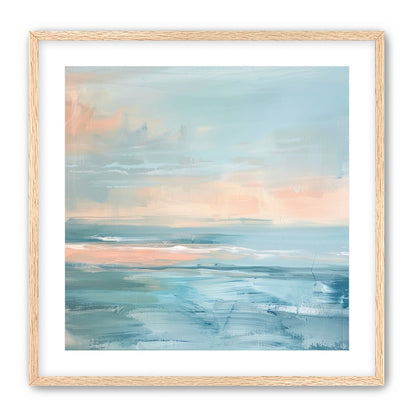 Peach light on blue sea