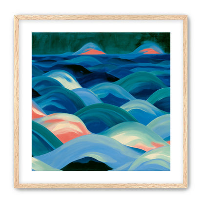 Pink light among blue waves