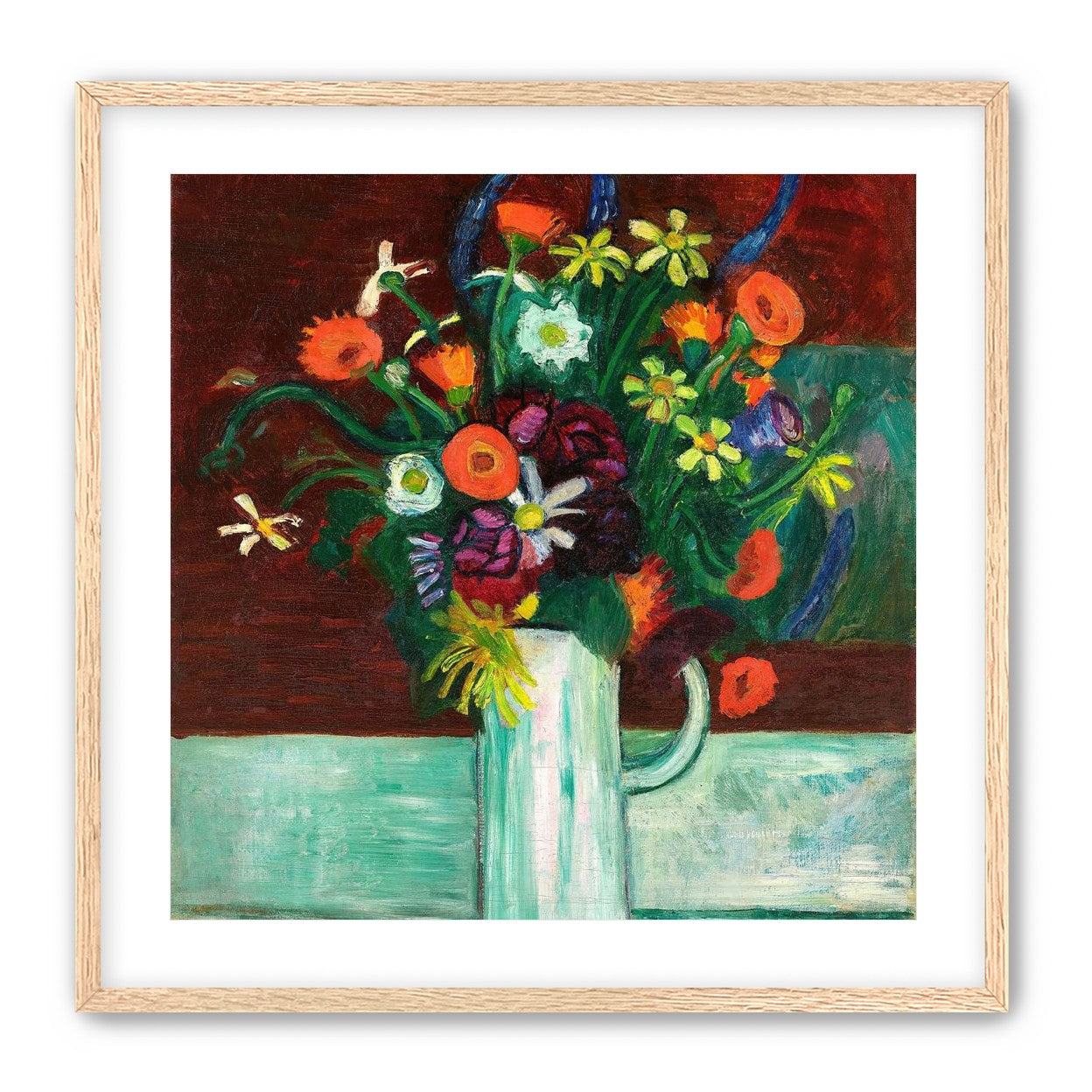 Flowers above the green table