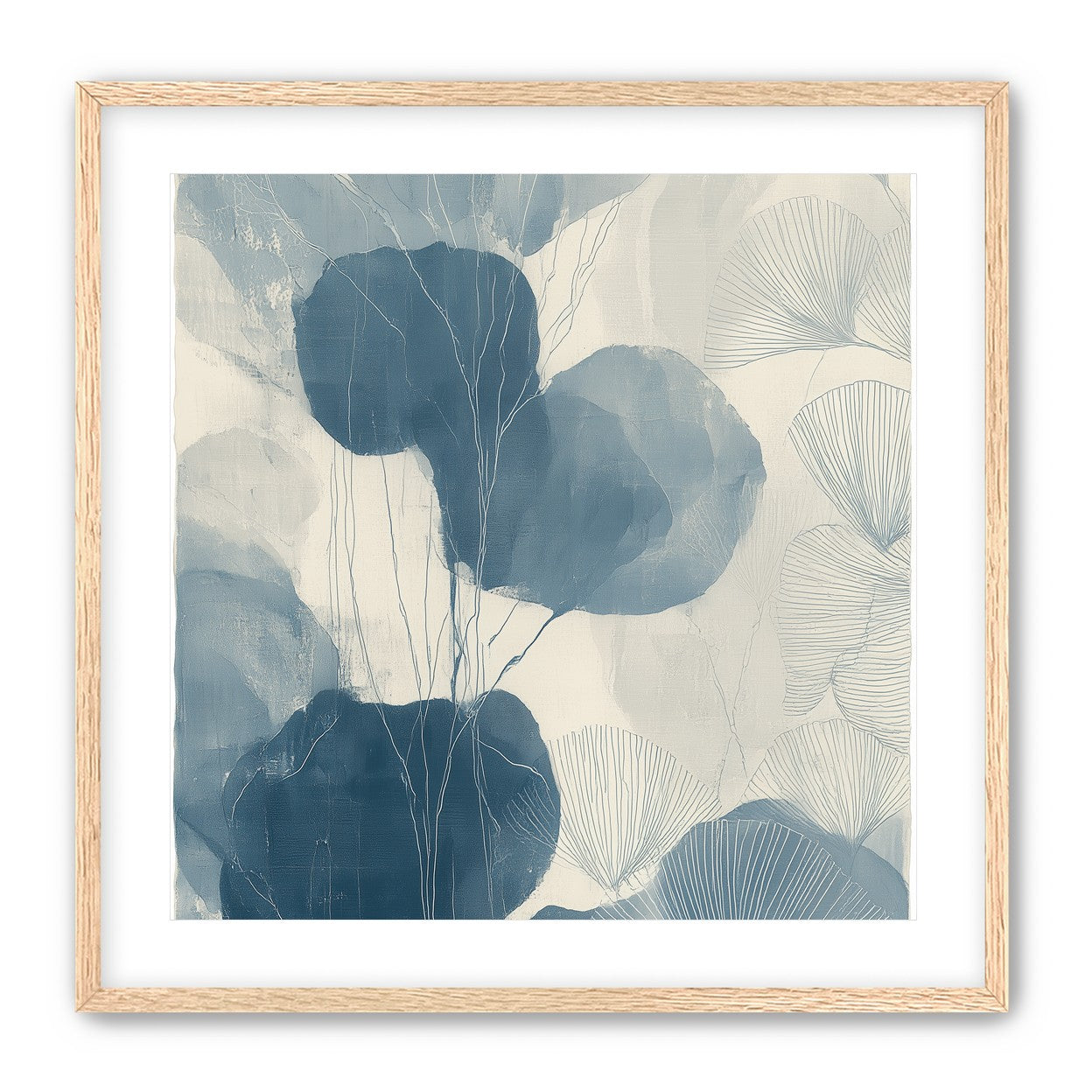 Ginkgo fans among round leaves