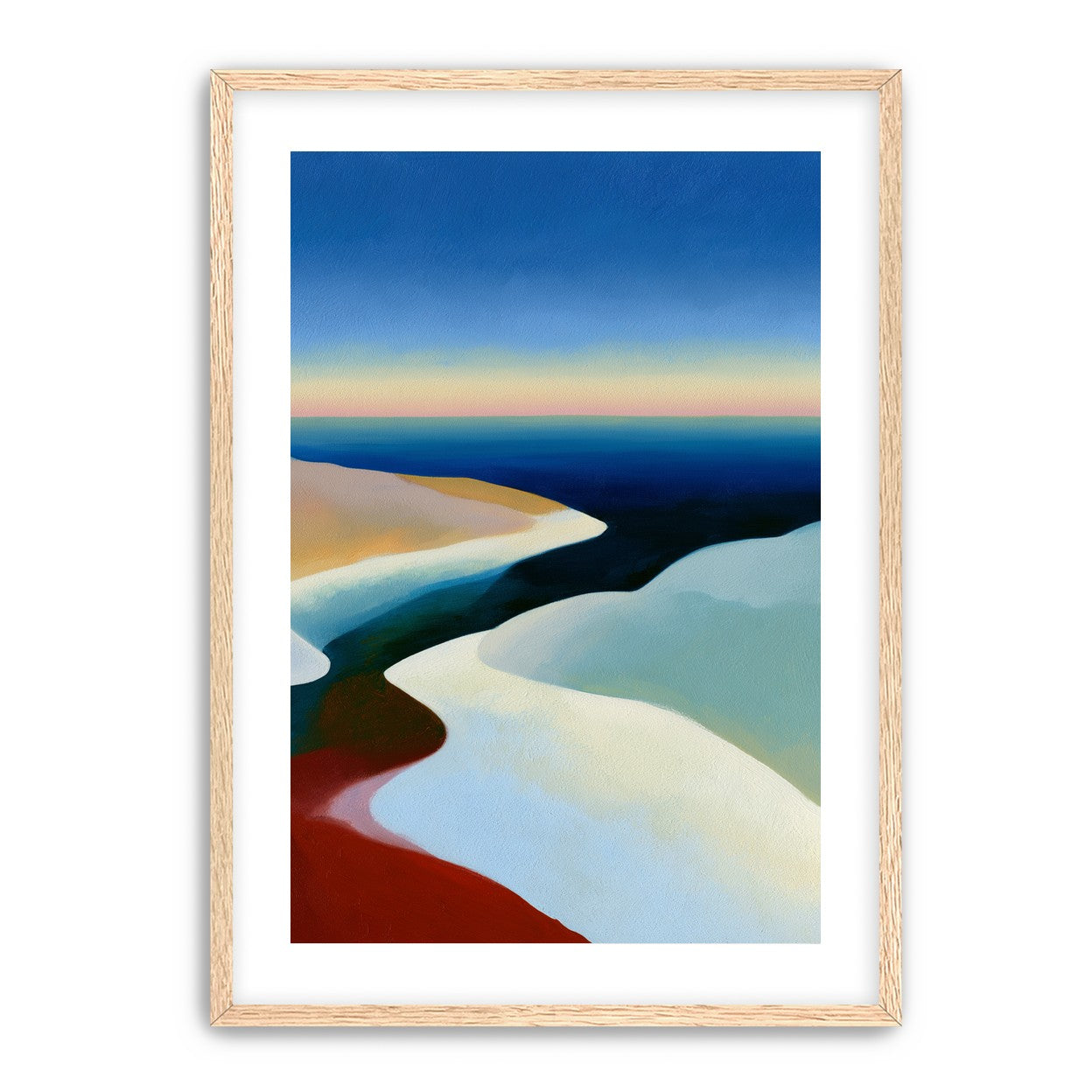 Blue sky over white dunes
