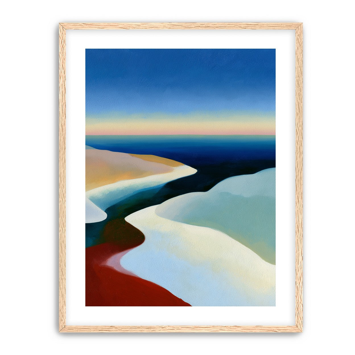 Blue sky over white dunes