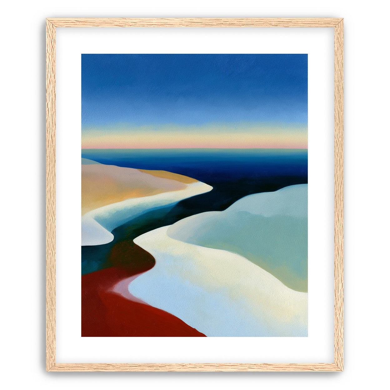Blue sky over white dunes