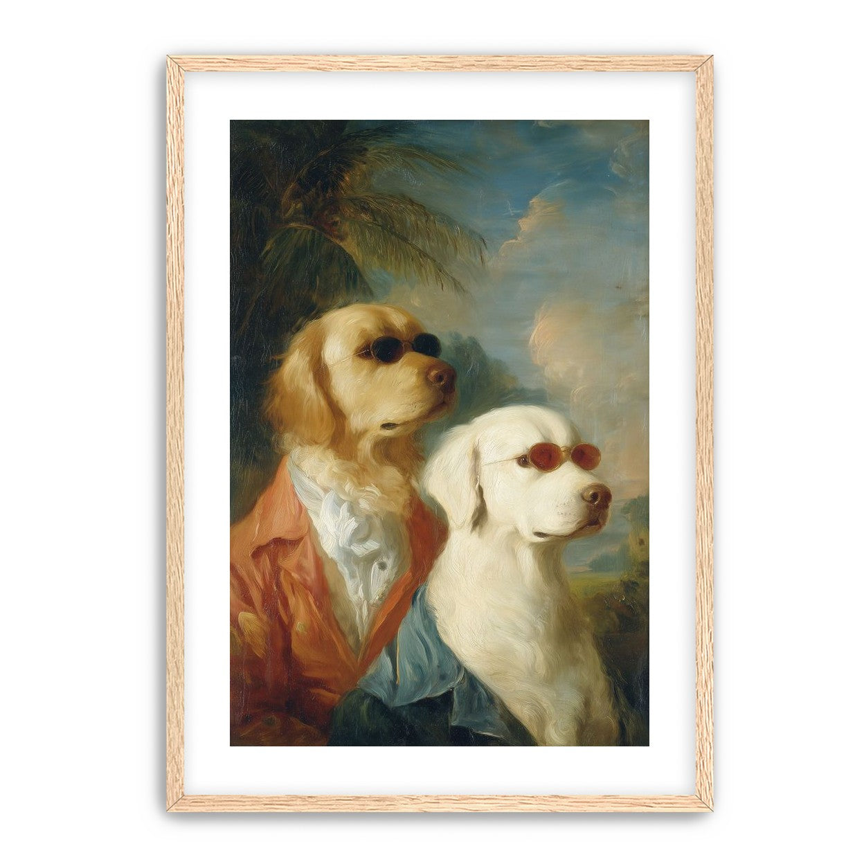 Two dogs in sunglasses