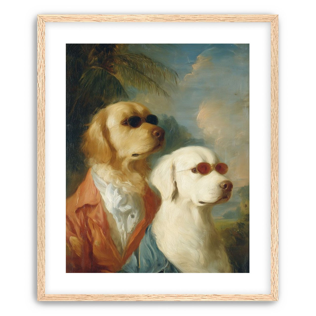 Two dogs in sunglasses