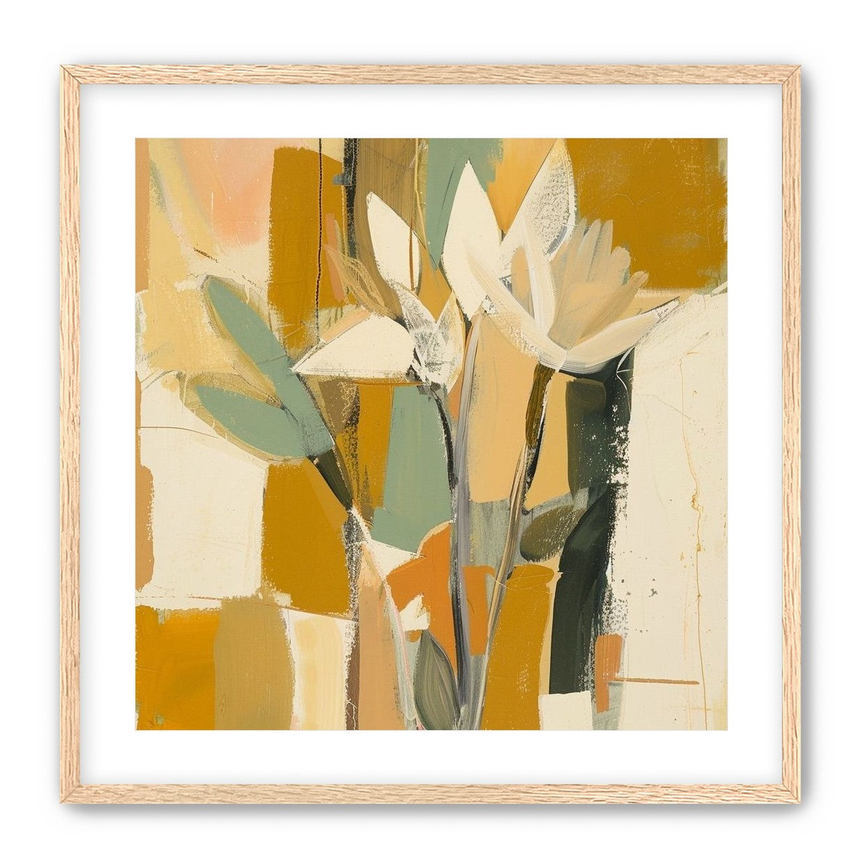 White flowers in ochre light