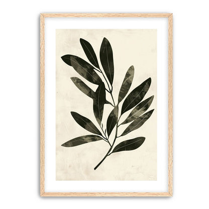 Charcoal leaves on ivory paper