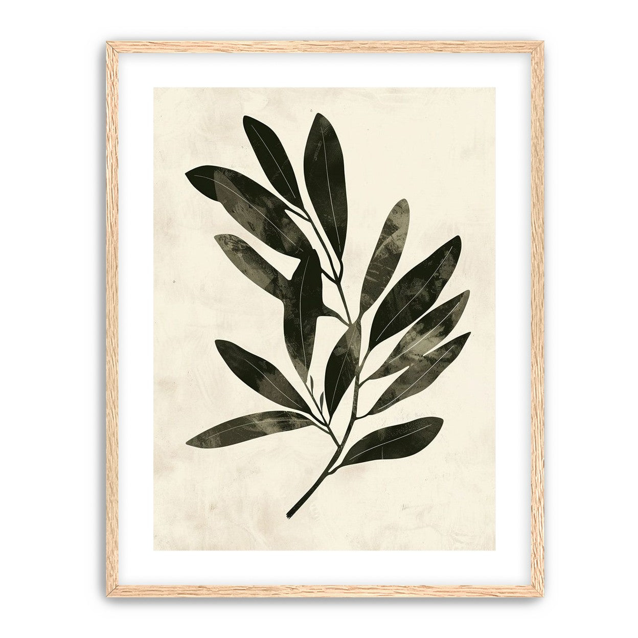 Charcoal leaves on ivory paper