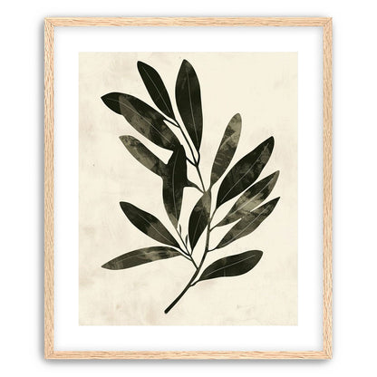 Charcoal leaves on ivory paper