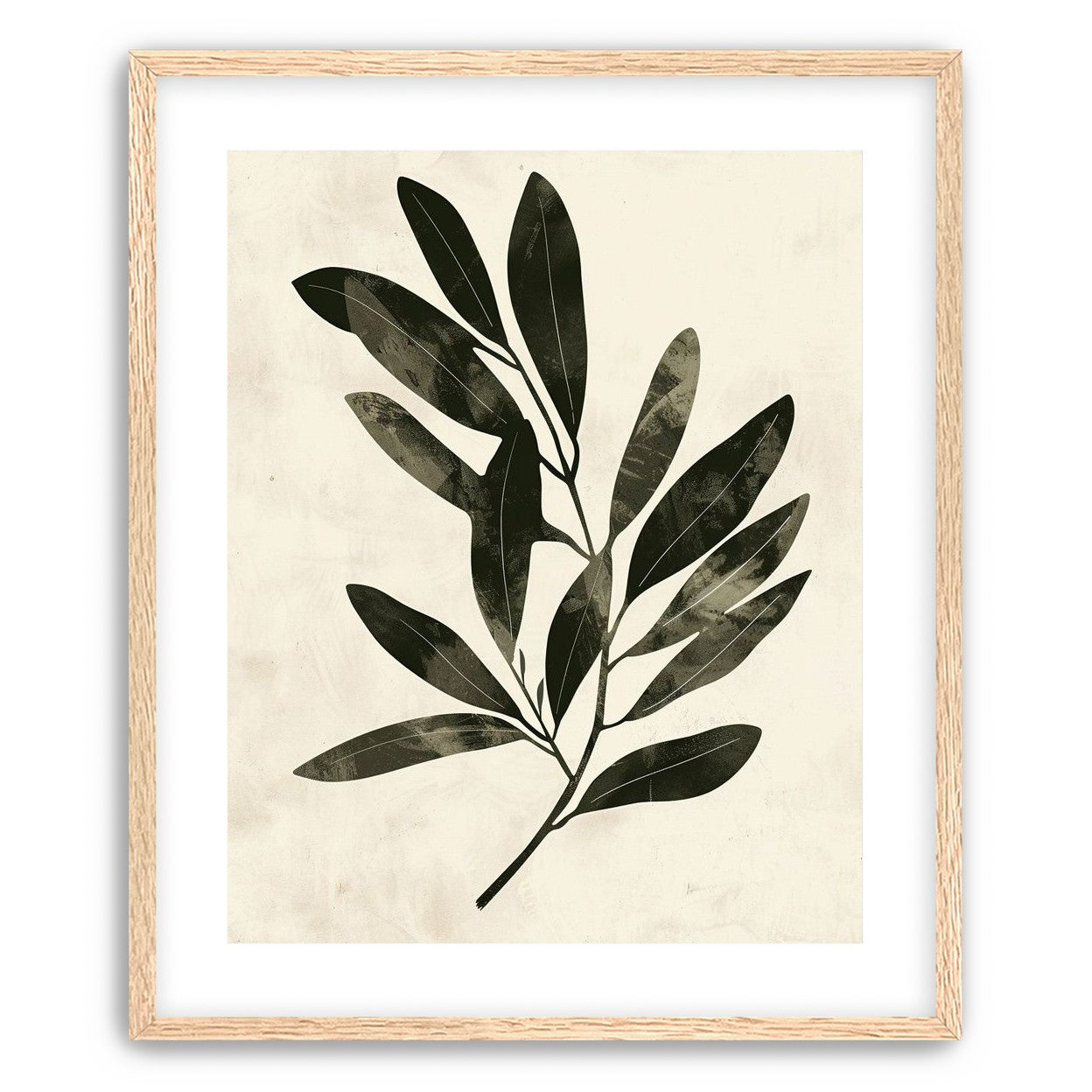 Charcoal leaves on ivory paper