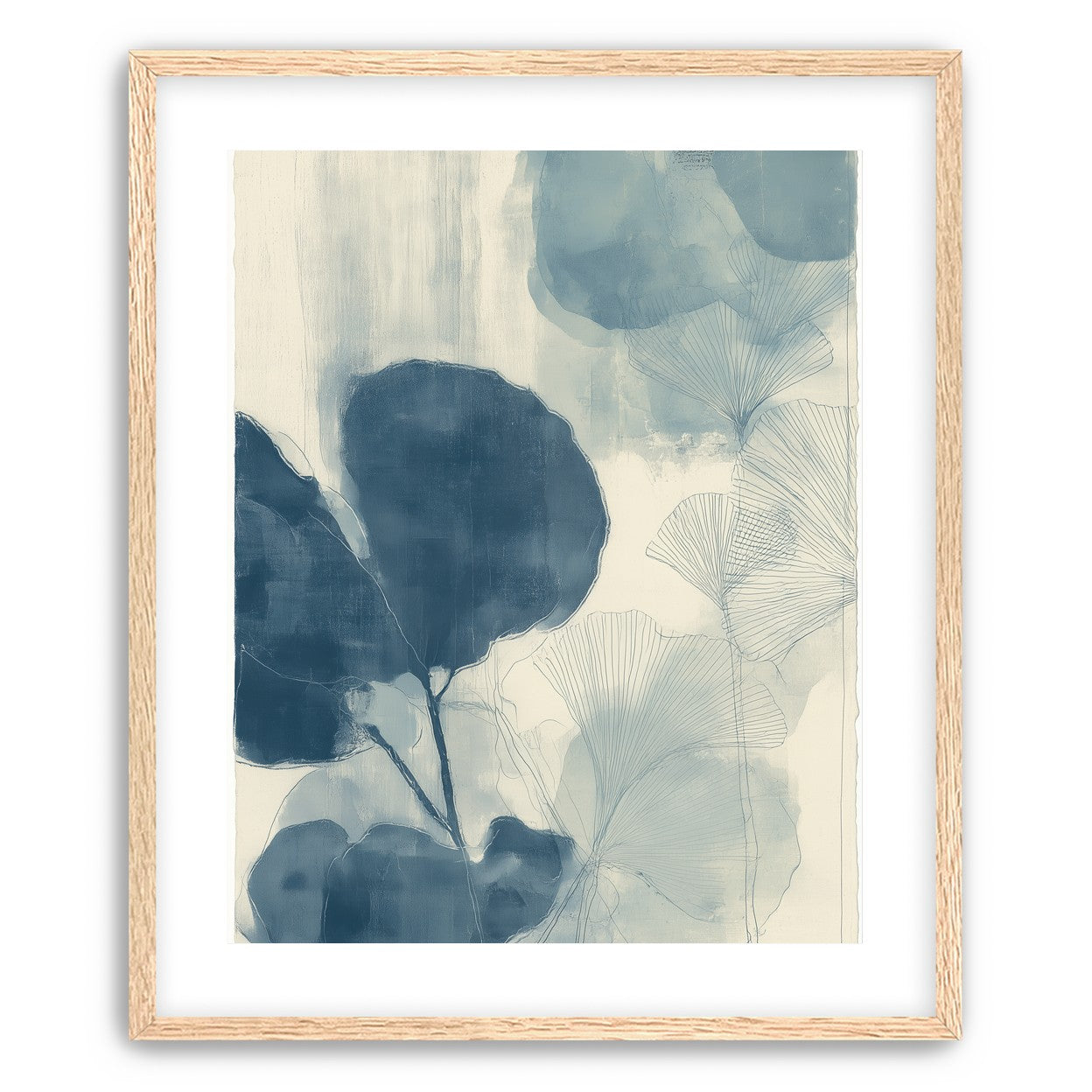 Indigo leaves on cream paper