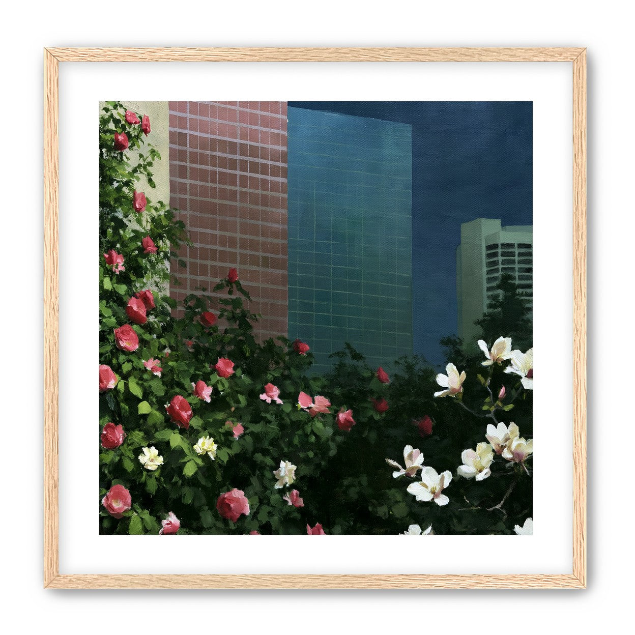 Flowers at the foot of towers