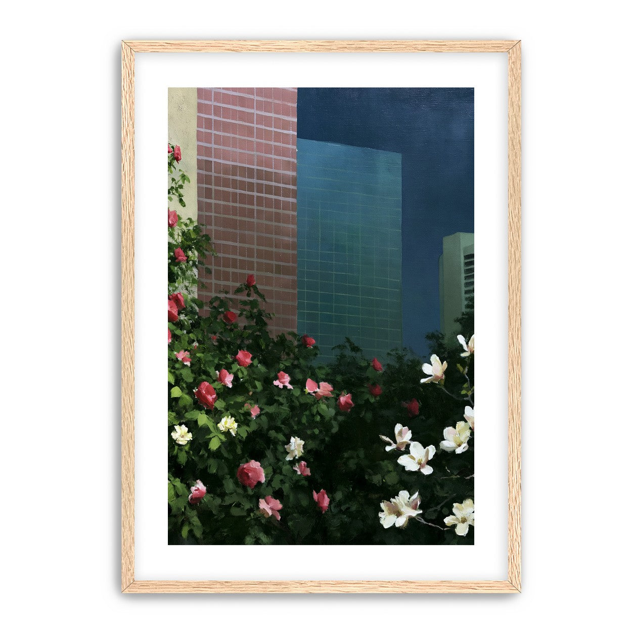 Flowers at the foot of towers