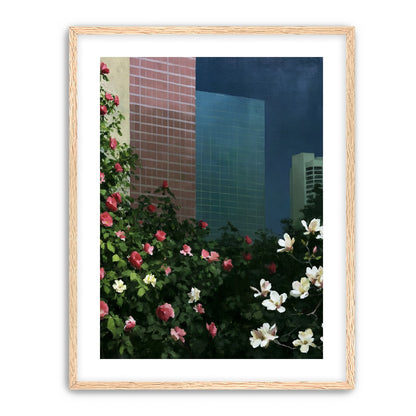 Flowers at the foot of towers