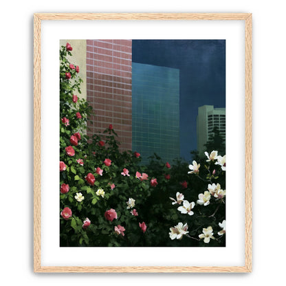 Flowers at the foot of towers