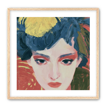 Yellow weight over her gaze