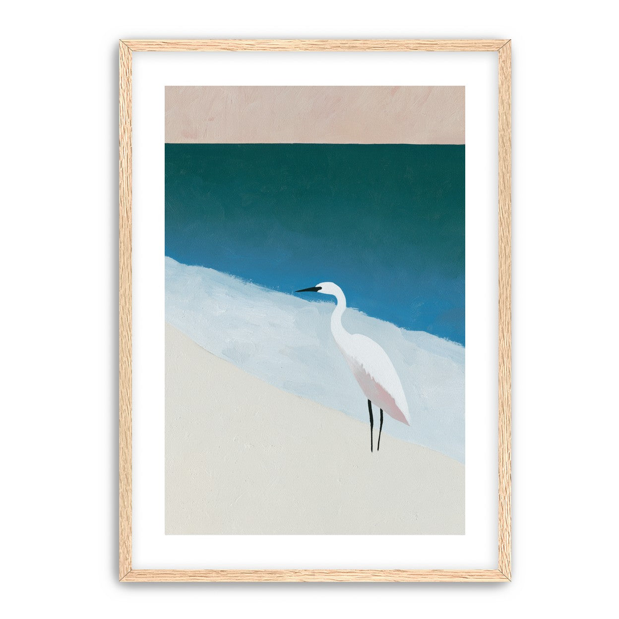 White egret at the shoreline
