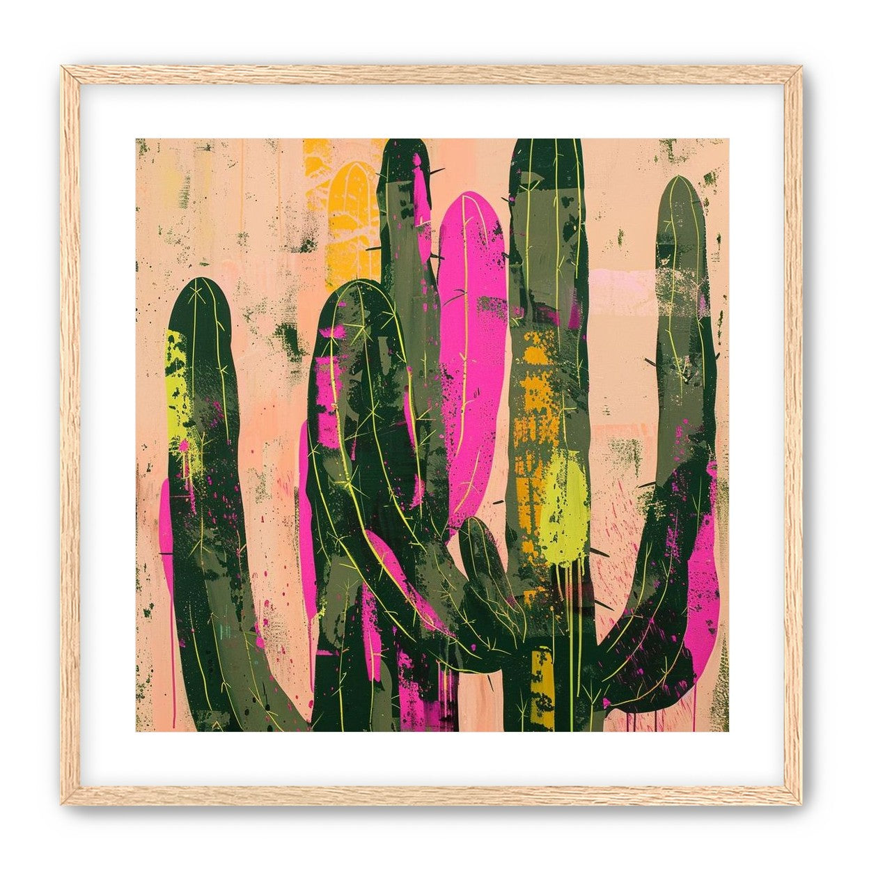 Neon pink on cactus green