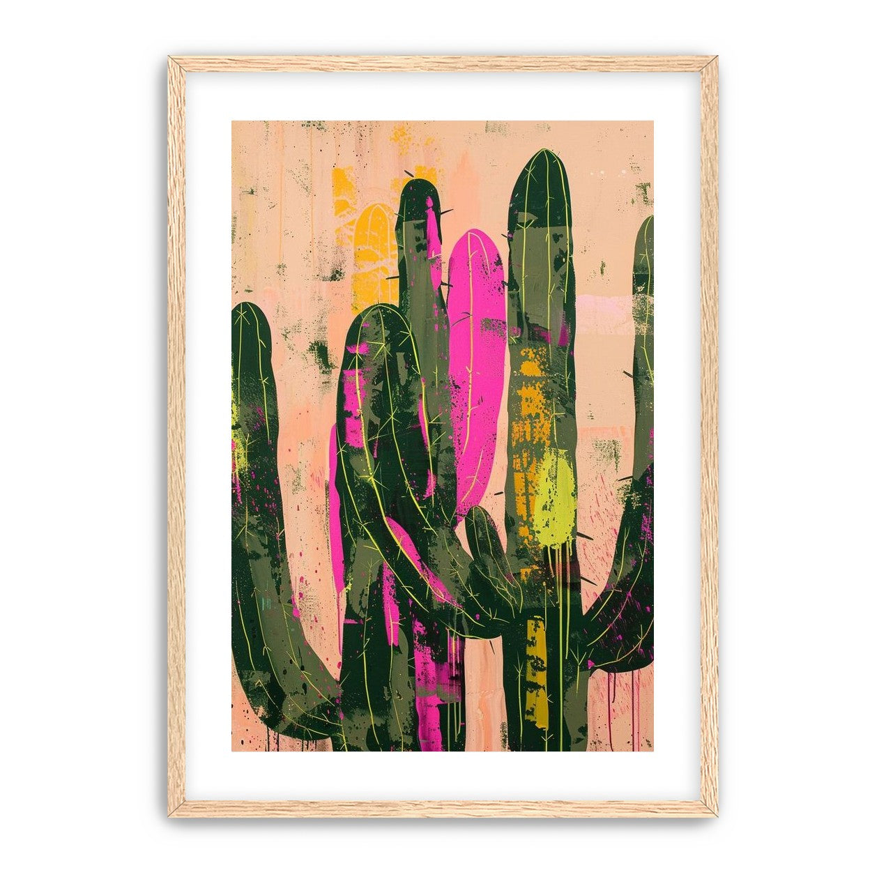 Neon pink on cactus green